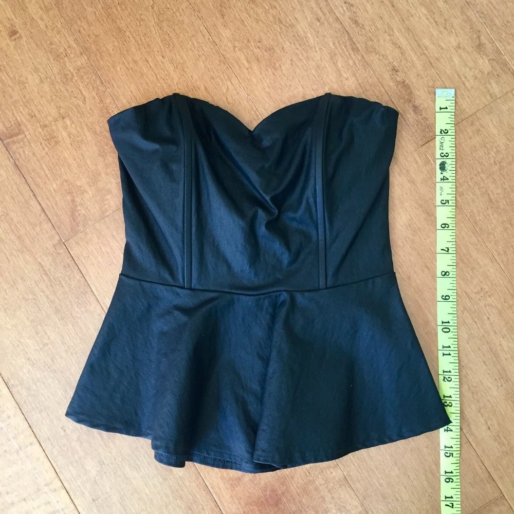Black Strapless Peplum Top